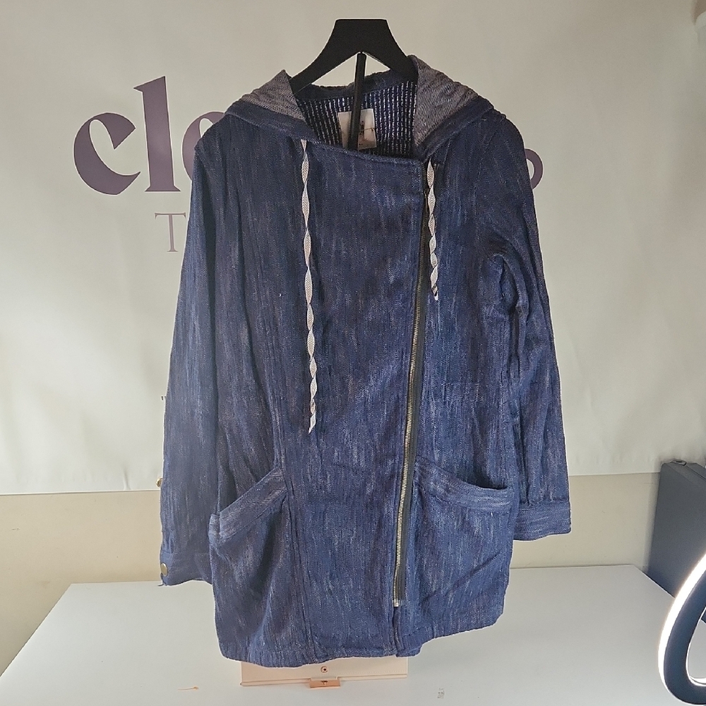 CAbi Blue and White Patterned Jacket